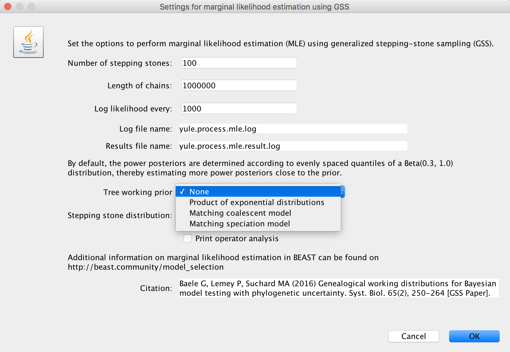 GSS MLE settings